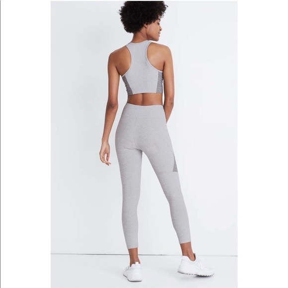 Outdoor Voices Two-Tone Warmup Crop Leggings Ash Dove Dark Grey Light Gray Small - Picture 4 of 16